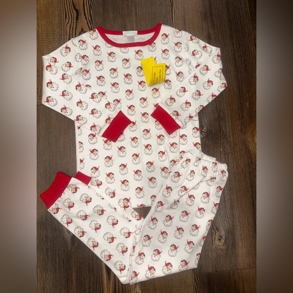 Festive Santa Print Kids Pajama Set - Red and White - Picture 1 of 1
